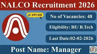 Nalco Recruitment 2026_Manager Post_E03 Grade_Civil/Mechanical/Electrical/Chemical/E&I_Govt Job/PSU
