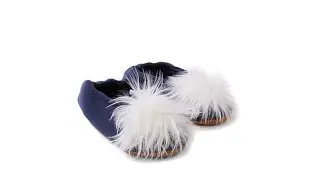 Concierge Collection Ballet Slippers with Pom Pom Detail