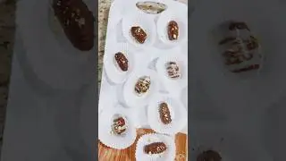 Assorted nut butter dates#chocolate covered candy#handcrafted stuffed dates#dates bites#iron rich