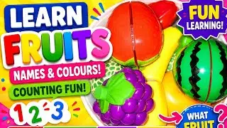 Fruits Name & Colours for Kids | Counting Fruits | Fun Fruit Salad Learning 🍌🍎