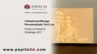 Lithophanie de mariage personnalis&eacute;e 15x15 cm &ndash; Photo en Relief & &Eacute;clairage LED