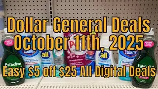 10/11/2025 - Dollar General $5 off $25 Couponing Deals for Saturday