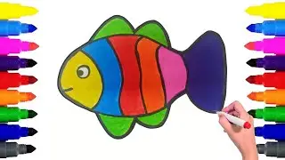 How to Drawing a Fish 🐠🐟💛💚 | Easy Drawing and Coloring for kids #fish #drawing