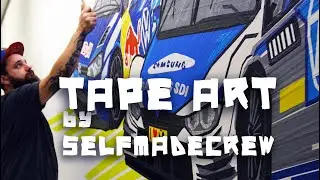 TAPE ART Making-of [2 min] - Racing Cars Graffiti Automotive Duct Tape Drawing