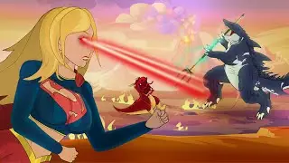 [Justice League Battle] SuperGirl VS Sharkzilla - Rescue The Flash T-Rex Team | GTK Animation