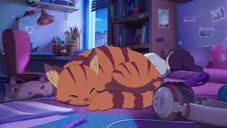 deep sleep music with purring sounds 💤 8 hours of ambient mix