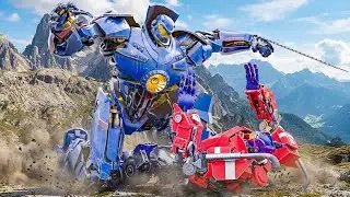 Optimus vs Giant Blue Robot Epic City Battle 🤖🔥- ROBOT HERO TV | Transformers 2025