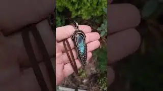 Wire wrapped pendant. Copper wire wrap stone pendant