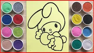 Sand painting melody hugged the strawberry drawing and coloring satisfying video sand art chim xinh