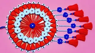 How to Make a Beautiful Yarn Mandala | Easy DIY Wall Hanging Idea 🌼🍓