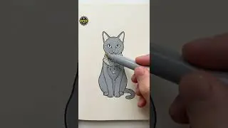 ASMR Coloring | Black Cat with a Magical Collar 🐈&zwj;⬛✨🔮 (No Talking)