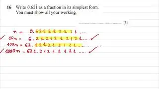 To&aacute;n IGCSE 0580 - C&acirc;u 16 - Recurring Number - s23 - 22