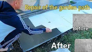 How to repair a garden path inexpensively with foam ceiling tiles