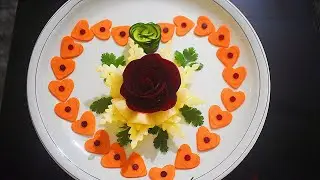 beetroot rose carving | rock melon fruit carving | carrot carving designs for salad