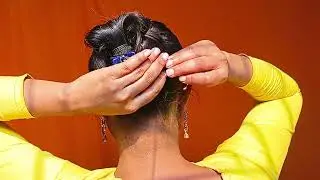 Cute Bun hairstyle for Women । Quick Small Claw Clip Hair Style 