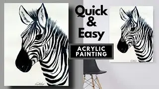 easy acrylic painting tutorial for beginners | easy step by step black and white zebra painting
