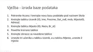 Izrada baze podataka u MS Accessu - vježba