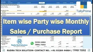 Stock Item wise Party wise Monthly Sales - Purchase Report (Register) in Tally Prime Software