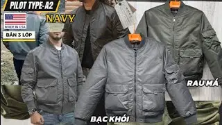 Premium Pilot Jacket Type A2 Imported from Australia, in Swallowtail & Water Spinach Colors | 29-...