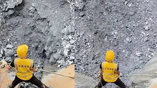 Daily life of cargo ship crew unloading phosphate ore