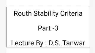 Routh Stability Criteria I Special Cases I Control System I Electrical Engineering