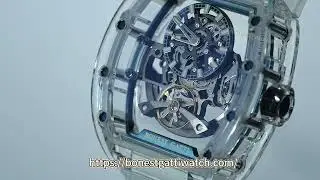 Real Shot of BONEST GATTI Automatic Tonneau K9 Crystal case Skeleton Movement Watch Luminous BG9960