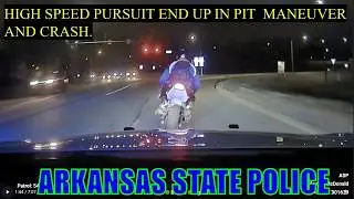 ARKANSAS STATE POLICE VS SUZUKI GSX750 HIGH SPEED PURSUIT END UP IN CRASH BY PIT MANEUVER