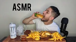 ASMR NANDOS GRILLED CHICKEN + BUTTERFLY BURGER AND PERI PERI FRIES | MUKBANG *REAL EATING SOUNDS*
