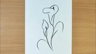 How to draw flower | Cala lilly |  Line art drawing @SureshArtsFam