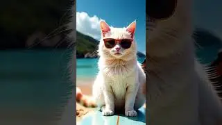 A cute tiny Cat in beach| funny cats| cat loves water #trending #trendingshorts #cat #beach #cute
