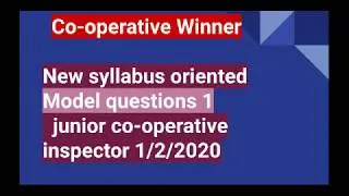 Syllabus oriented questions of junior co-operative inspector.