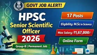 🚨 HPSC 17 Scientific Officer Posts | M.Sc Apply | ₹53K-1.6L #govtjobs