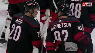 Entire Hurricanes team do the bird celebration after win vs Panthers (14 mar 2024)