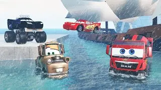 Episode 2 - PIXAR CARS vs MEGA FLOOD Escape in BeamNG.drive
