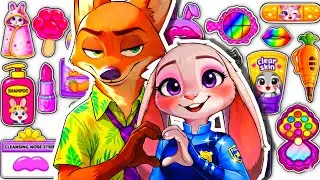 💖Paper DIY💖 ZOOTOPIA 2 NICK & JUDY Hair + Skincare + Makeup + Fashion Blind Bag Unboxing