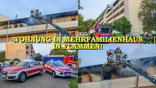 [Wohnung im 5. OG von Wohnblock in Flammen] - Feuerwehr rettet Person aus dem Rauch - | FEUER
