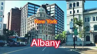 [4K] Driving Tour - Downtown Albany , New York - Broadway & North Pearl Street, RCA Big Dog Statue