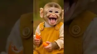 😲 Cute Baby Monkey Eating Carrot 🥕 | Funny Monkey Video #shorts#ai #foryou