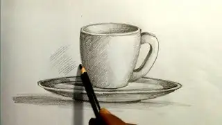 How to draw cup plate with pencil shading / drawing for beginners