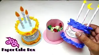 How to Make a Paper Cake Box 🎂 | Eid Gift Box DIY | Handmade Gift Idea