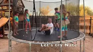 How to play Crack the egg trampoline game. Try it without laughing!!