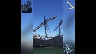 This is a replica of a 15th century Portuguese sailing vessel in Newcastle Harbour.