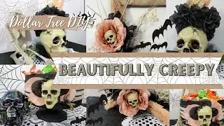 Halloween Decorations DIY | Dollar Tree DIY | Creepy but Beautiful | Flowers and Skulls | Not Scary