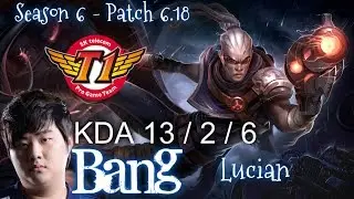 SKT T1 Bang LUCIAN vs JHIN ADC - Patch 6.18 KR Ranked | League of Legends