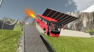 Stairs Jumps Down  -  Bus vs Big Staircase BeamNG.Drive #shorts