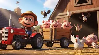 Monkey&rsquo;s Tractor: Moving Pigs, Chickens & Cleaning the Barn | Fun Farm Chores 🐖🐔🚜