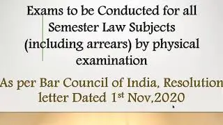 Law Arrear Exam (Physical Mode) | Madras High Court | BCI Resolution Letter to all Law Universities