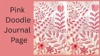 Pink Botanical Journal Page | Monochrome Watercolor & Pen Doodles