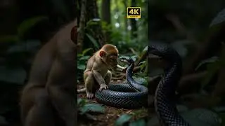 Monkey's Unbelievable Playdate With a Black Snake! Forest Adventure #MonkeyAndSnake