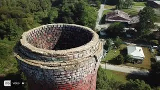 A clip rotating the drone around the big stack in Porterdale, GA.